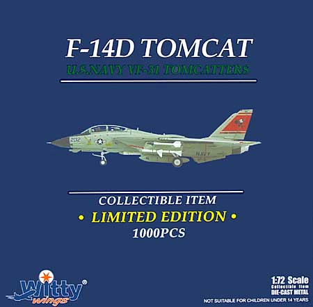 F-14D トムキャット アメリカ海軍 VF-31 トムキャッターズ (AE202) 完成品 (ウイッティ・ウイングス 1/72 スカイ ガーディアン シリーズ （現用機） No.75164) 商品画像