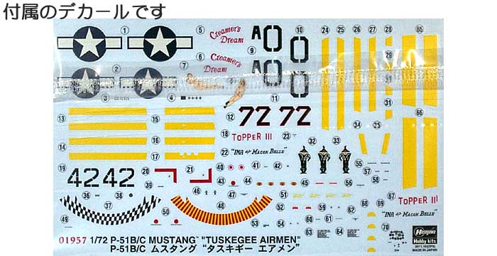 P-51B/C ムスタング タスキギー エアメン プラモデル (ハセガワ 1/72 飛行機 限定生産 No.01957) 商品画像_1