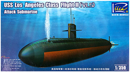 アメリカ ロサンゼルス級 攻撃型原潜 フライト 2 (VSL型) プラモデル (リッチモデル 1/350 潜水艦モデル No.28006) 商品画像