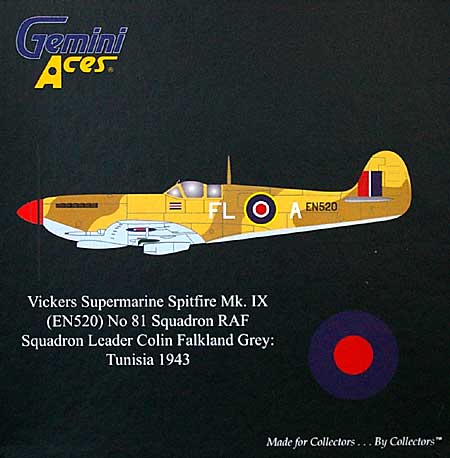スーパーマリン スピットファイヤ Mk.9 イギリス空軍 第81飛行隊 コリン・フォークランド・グレイ少尉機 (チュニジア 1943年) 完成品 (ジェミニ ジェット 1/72 ジェミニ エース シリーズ No.GARAF1010) 商品画像