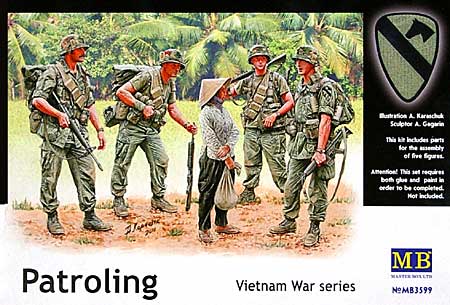 アメリカ 第1騎兵師団 4体 ＋ 民間女性 1体 ベトナム戦 (Patroling Vietnm War series) プラモデル (マスターボックス 1/35 ミリタリーミニチュア No.MB3599) 商品画像