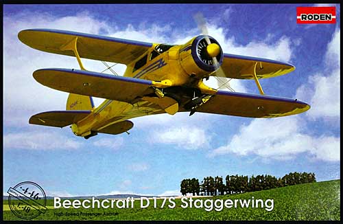 ビーチクラフト D.17S スタッガーウイング 複葉商用機 1930年代 プラモデル (ローデン 1/48 エアクラフト プラモデル No.446) 商品画像