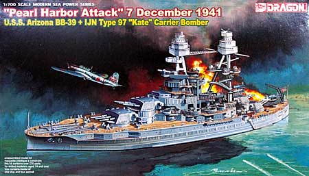 パールハーバーアタック 1941年12月7日 U.S.S. BB-39 戦艦アリゾナ ＋ 97式艦上攻撃機 プラモデル (ドラゴン 1/700 Modern Sea Power Series No.7127) 商品画像