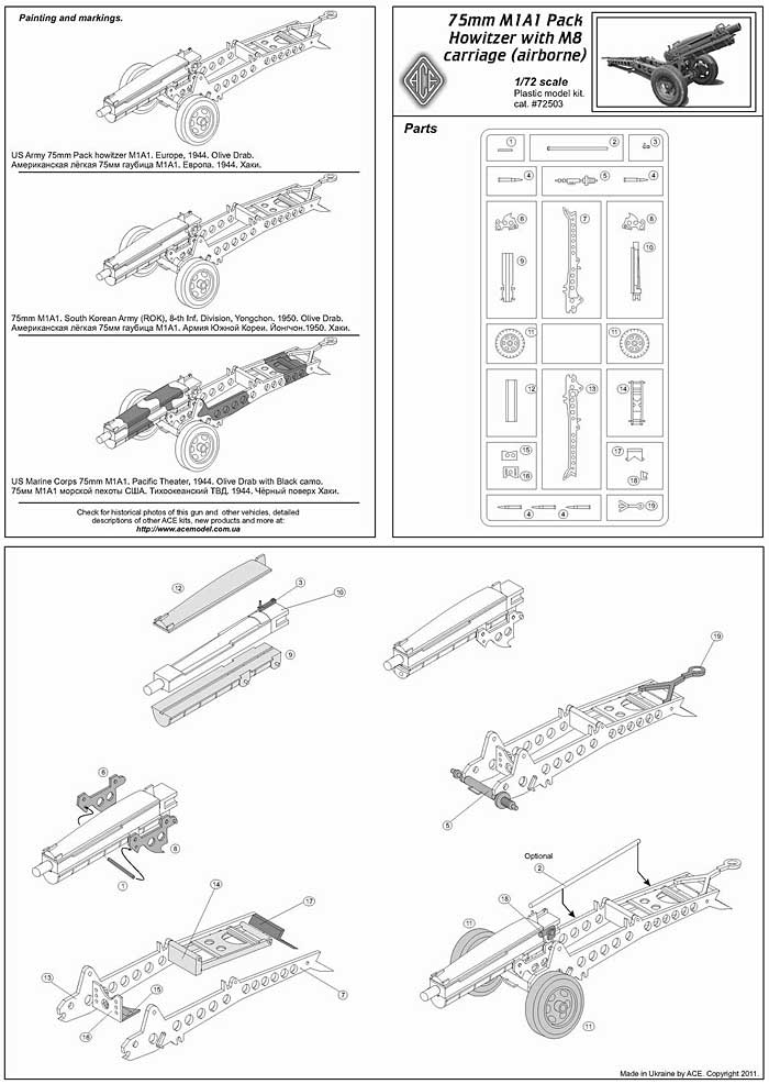 アメリカ M1A1 75mm パックハウザー 歩兵砲 プラモデル (エース 1/72 ミリタリー No.72503) 商品画像_2