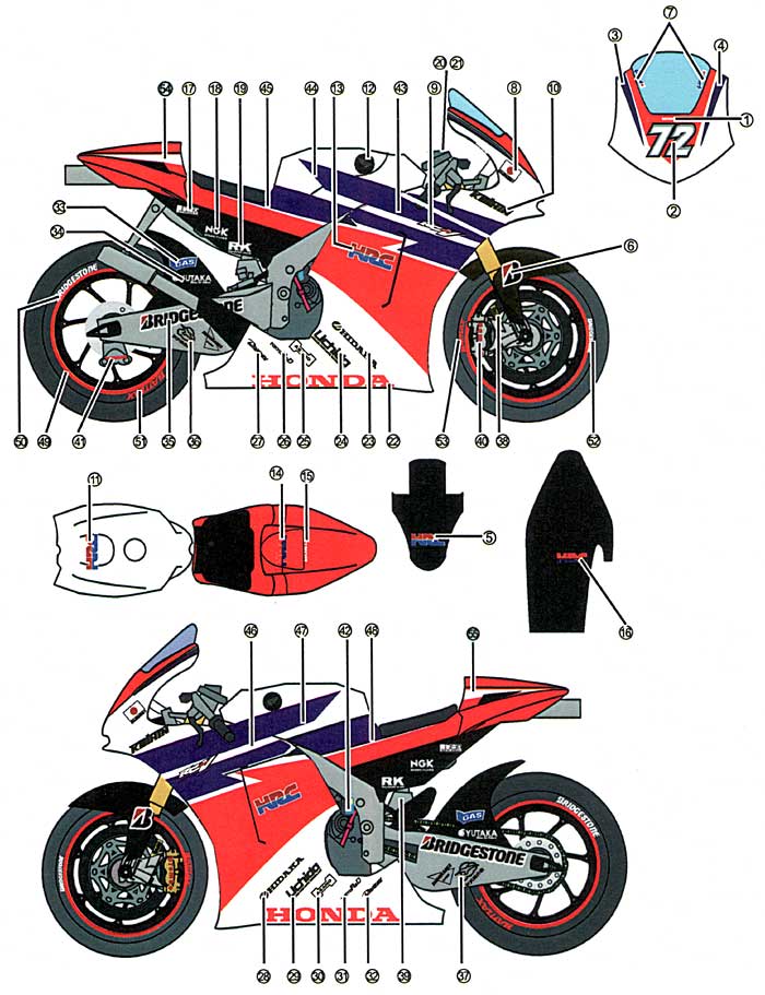 ホンダ RC212V HRC #72 MotpGP 2011 デカール (スタジオ27 バイク オリジナルデカール No.DC912) 商品画像_1