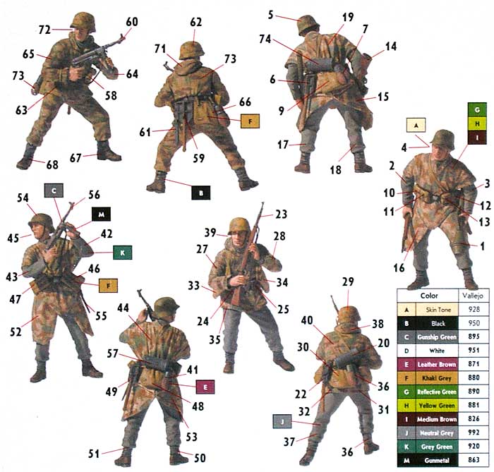 ドイツ歩兵 西部戦線 1944-45年 迷彩スモック & ポンチョ 4体 プラモデル (マスターボックス 1/35 ミリタリーミニチュア No.MB3584) 商品画像_1