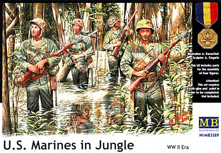 アメリカ海兵隊 太平洋戦争 ジャングル戦 4体 (U.S. Marines in Jungle) プラモデル (マスターボックス 1/35 ミリタリーミニチュア No.MB3589) 商品画像