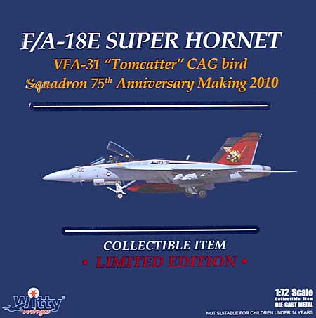 F/A-18E スーパーホーネット VFA-31 トムキャッターズ 75周年記念塗装機 2010 完成品 (ウイッティ・ウイングス 1/72 スカイ ガーディアン シリーズ （現用機） No.75181) 商品画像