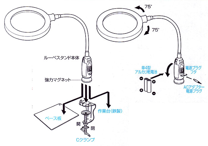 ルーペスタンド LEDライト付 ルーペ (ウェーブ ホビーツールシリーズ No.HT-064) 商品画像_3