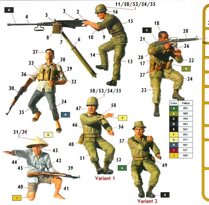 アメリカ ベトナム戦 兵士 3体 車上射撃シーン＋解放戦線兵2体 プラモデル (マスターボックス 1/35 ミリタリーミニチュア No.MB35105) 商品画像_2