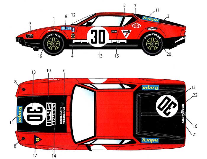デ・トマソ パンテーラ #30 ル・マン 1972 デカール デカール (スタジオ27 ツーリングカー/GTカー オリジナルデカール No.DC923) 商品画像_1