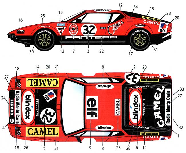 デ・トマソ パンテーラ #32 ル・マン 1972 デカール デカール (スタジオ27 ツーリングカー/GTカー オリジナルデカール No.DC925) 商品画像_1