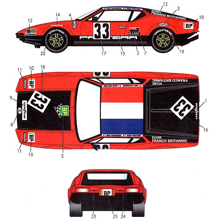 デ・トマソ パンテーラ #33 ル・マン 1972 デカール デカール (スタジオ27 ツーリングカー/GTカー オリジナルデカール No.DC926) 商品画像_1