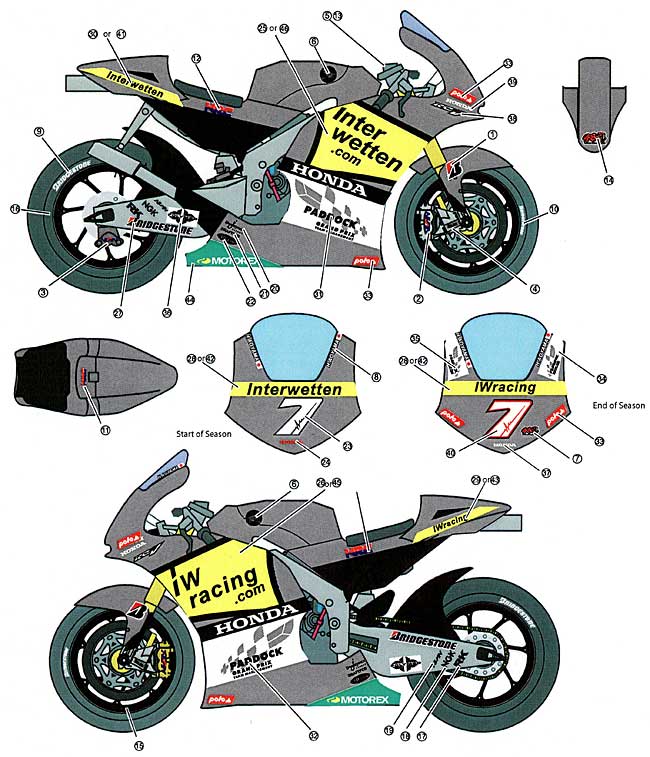 ホンダ RC212V INTERWETTEN #7 MotoGP 2010 デカール (スタジオ27 バイク オリジナルデカール No.DC922) 商品画像_1