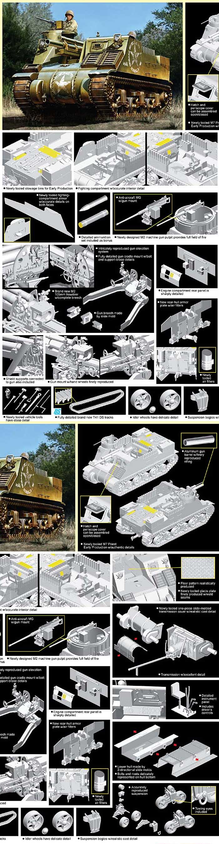 M7 プリースト 初期型 プラモデル (ドラゴン 1/35 '39-'45 Series No.6627) 商品画像_2