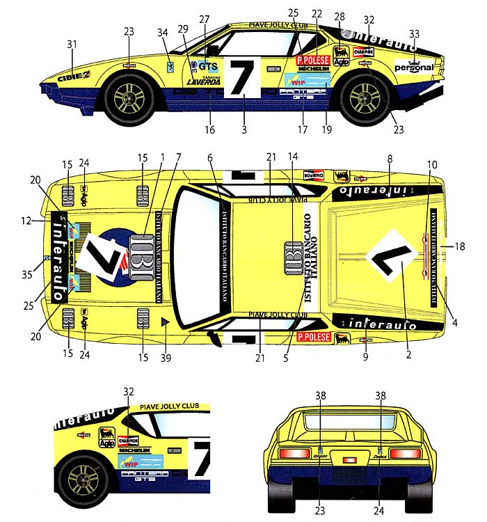 デ・トマソ パンテーラ #7 ル・マン 1975 デカール デカール (スタジオ27 ツーリングカー/GTカー オリジナルデカール No.DC927) 商品画像_1