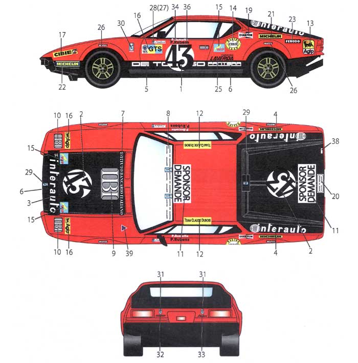 デ・トマソ パンテーラ #43 ル・マン 1975 デカール デカール (スタジオ27 ツーリングカー/GTカー オリジナルデカール No.DC928) 商品画像_1
