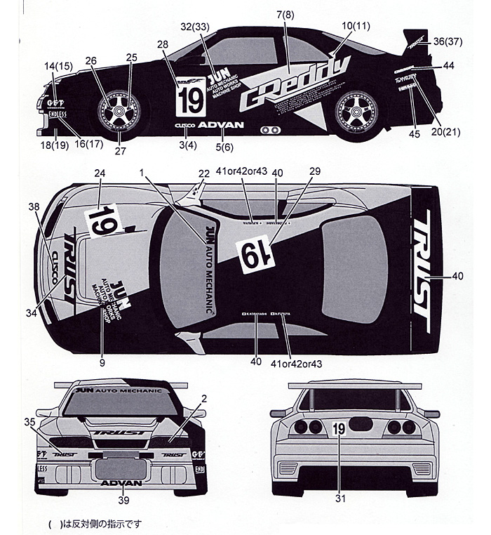 ニッサン スカイライン GT-R (R33) JUN TRUST JGTC 1996 デカール (タブデザイン 1/24 デカール No.TABU-24028) 商品画像_1