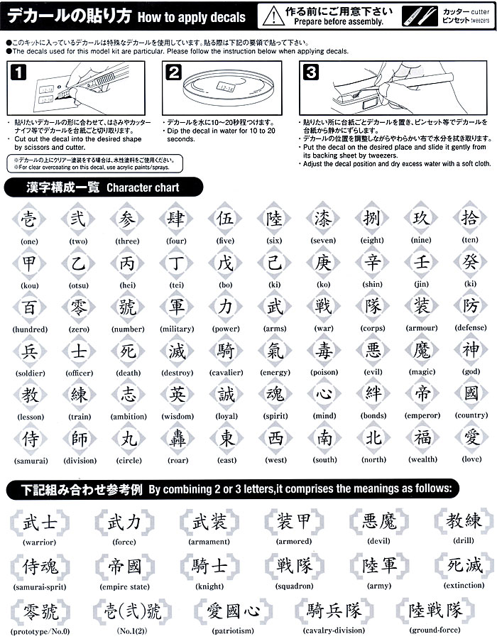 サムライデカール 漢字 (黒) デカール (アオシマ 模型工作パーツ No.004623) 商品画像_1