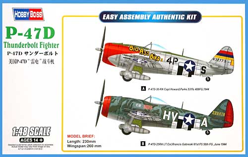 P-47D サンダーボルト プラモデル (ホビーボス 1/48 エアクラフト プラモデル No.85804) 商品画像