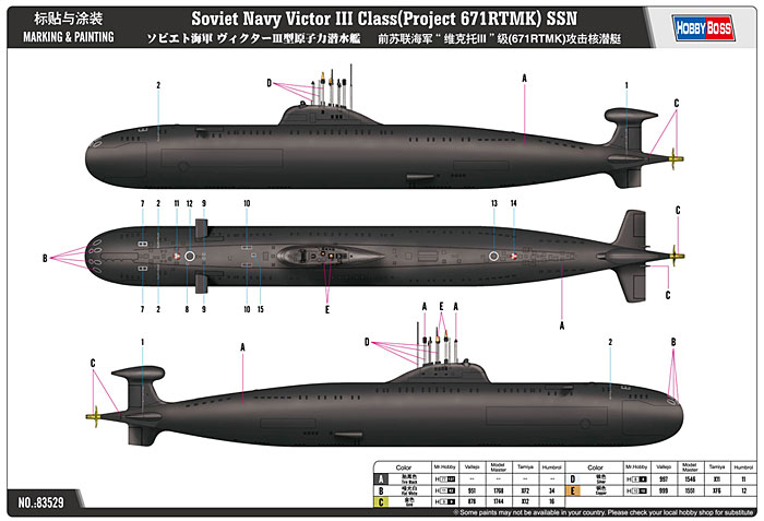 ソビエト海軍 ヴィクター 3型 (671RTMK) 潜水艦 プラモデル (ホビーボス 1/350 艦船モデル No.83529) 商品画像_2