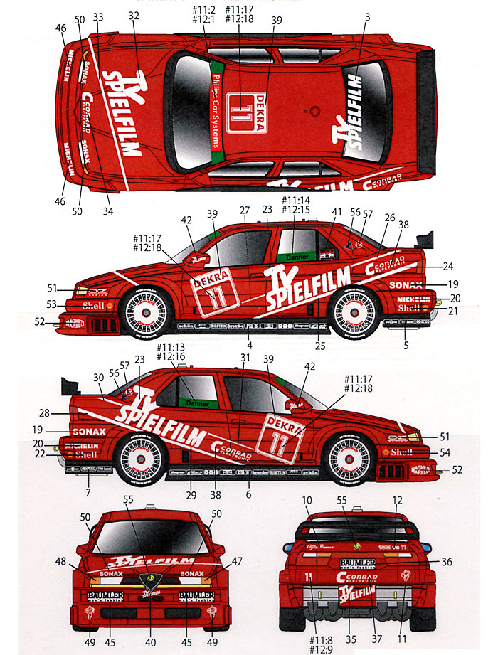 アルファロメオ 155 V6 TI #11/12 DTM 1994年 デカール (スタジオ27 ツーリングカー/GTカー オリジナルデカール No.DC932C) 商品画像_1