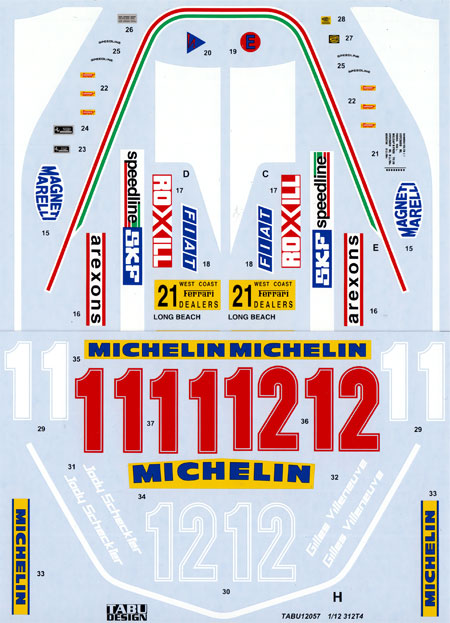 フェラーリ 312T4 フルスポンサーデカール デカール (タブデザイン 1/12 デカール No.TABU-12057) 商品画像