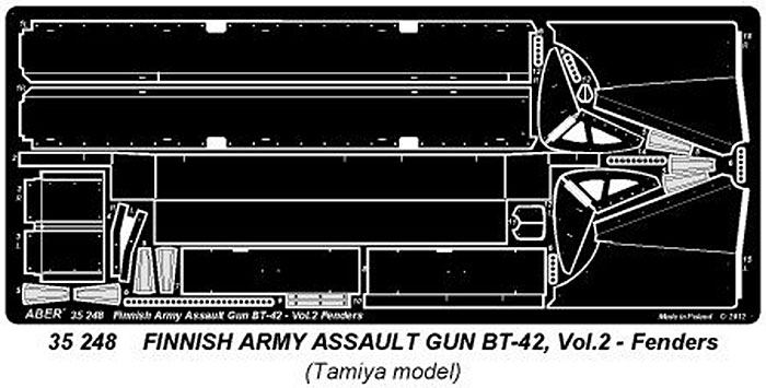 フィンランド軍 突撃砲 BT-42 フェンダーセット (タミヤ用) エッチング (アベール 1/35 AFV用エッチングパーツ No.35248) 商品画像_1