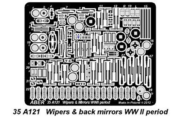 WW2 乗用車・トラック用 ワイパー & ミラー エッチング (アベール 1/35 AFV用 アクセサリーパーツ No.35A121) 商品画像_1