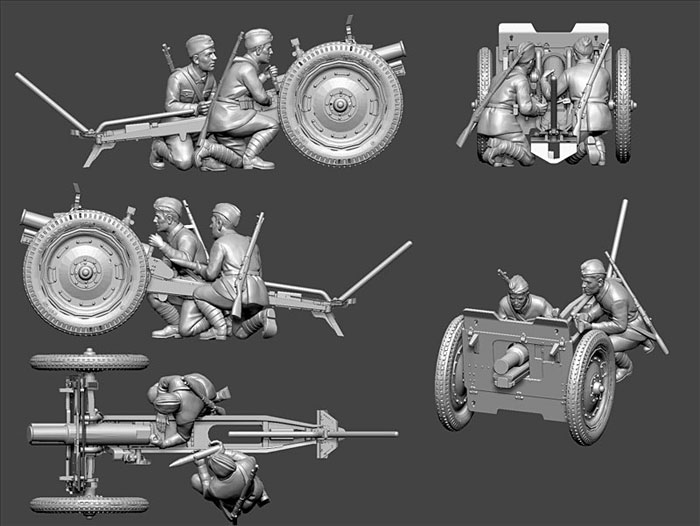 ソビエト 76mm 歩兵砲 w/クルー プラモデル (ズベズダ ART OF TACTIC No.6145) 商品画像_2