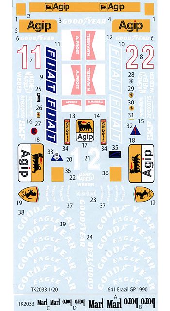 フェラーリ 641 ブラジルGP 1990年 スペアデカール デカール (スタジオ27 F-1 オリジナルデカール No.SDT2033) 商品画像