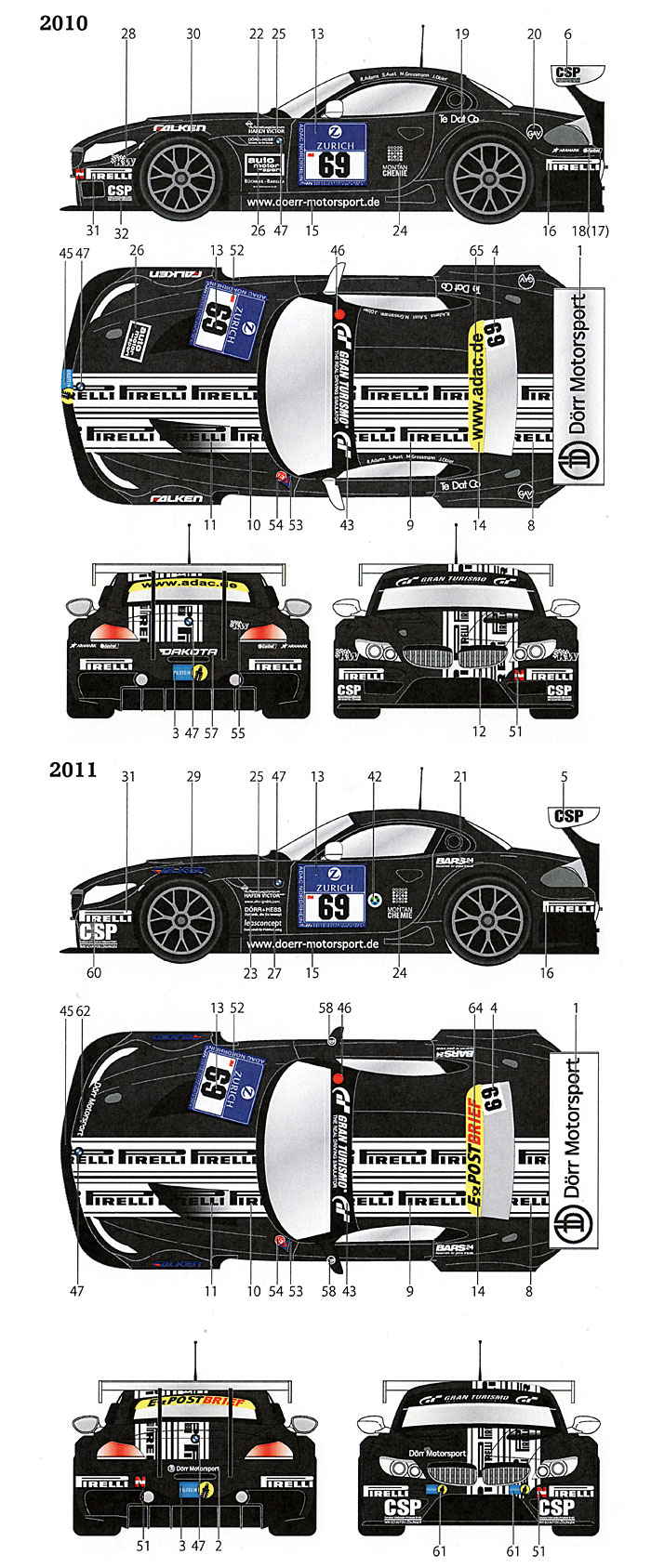 BMW Z4 Doerr #69 ニュルブルクリンク24時間レース 2010-11 デカール (スタジオ27 ツーリングカー/GTカー オリジナルデカール No.DC942) 商品画像_1