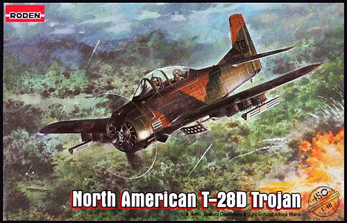 ノースアメリカン T-28D トロージャン 複座 レシプロ地上攻撃機 プラモデル (ローデン 1/48 エアクラフト プラモデル No.048T450) 商品画像