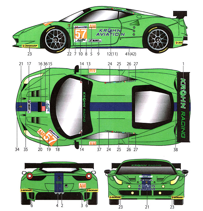 フェラーリ 458 #57 クローン ル・マン 2012 デカール (スタジオ27 ツーリングカー/GTカー オリジナルデカール No.DC949) 商品画像_1