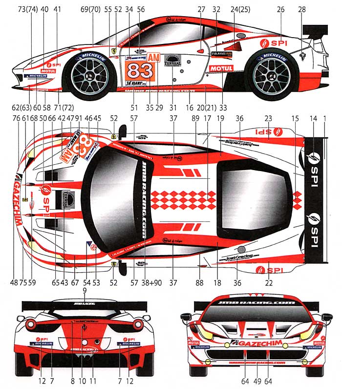 フェラーリ 458 JMBレーシング #83 ル・マン 2012 デカール (スタジオ27 ツーリングカー/GTカー オリジナルデカール No.DC950) 商品画像_1