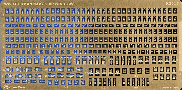 WW2 ドイツ海軍 艦船用船窓 エッチング (ライオンロア 1/350 艦船用エッチングパーツ No.R3517) 商品画像_1