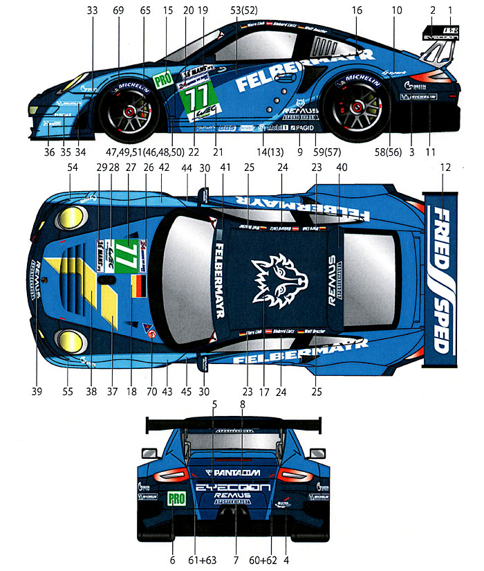 ポルシェ 911RSR #77 ル・マン 2012 デカール (スタジオ27 ツーリングカー/GTカー オリジナルデカール No.DC954) 商品画像_2