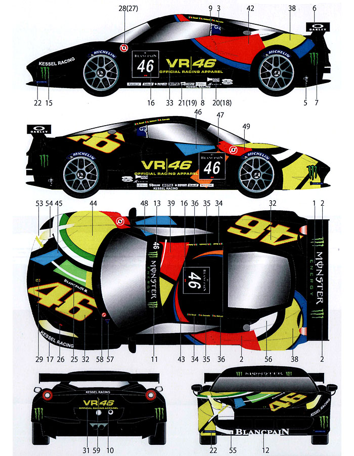 フェラーリ 458 #46 BLANCPAIN 2012 デカール (スタジオ27 ツーリングカー/GTカー オリジナルデカール No.DC958) 商品画像_2