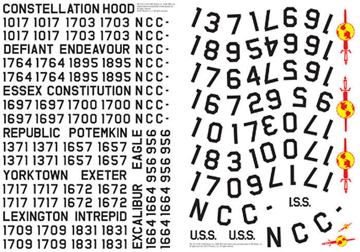 U.S.S. エンタープライズ NCC-1701用 登録番号デカール デカール (ポーラライツ スタートレック (STAR TREK) No.MKA010) 商品画像_1
