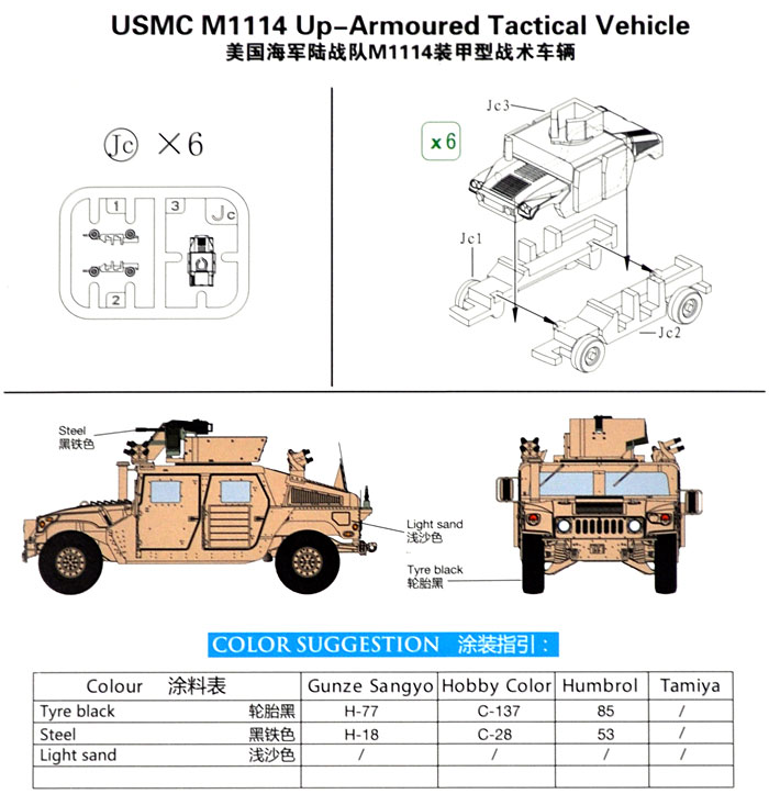 アメリカ海兵隊 M1114 ハンビー 装甲型汎用車 プラモデル (ブロンコモデル 1/350 艦船モデル No.NB5037) 商品画像_1