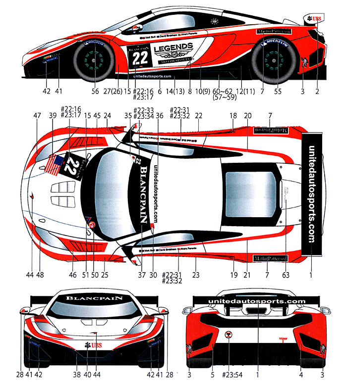 マクラーレン MP4-12C #22/33 ブランパン 2012 デカール (スタジオ27 ツーリングカー/GTカー オリジナルデカール No.DC962) 商品画像_1