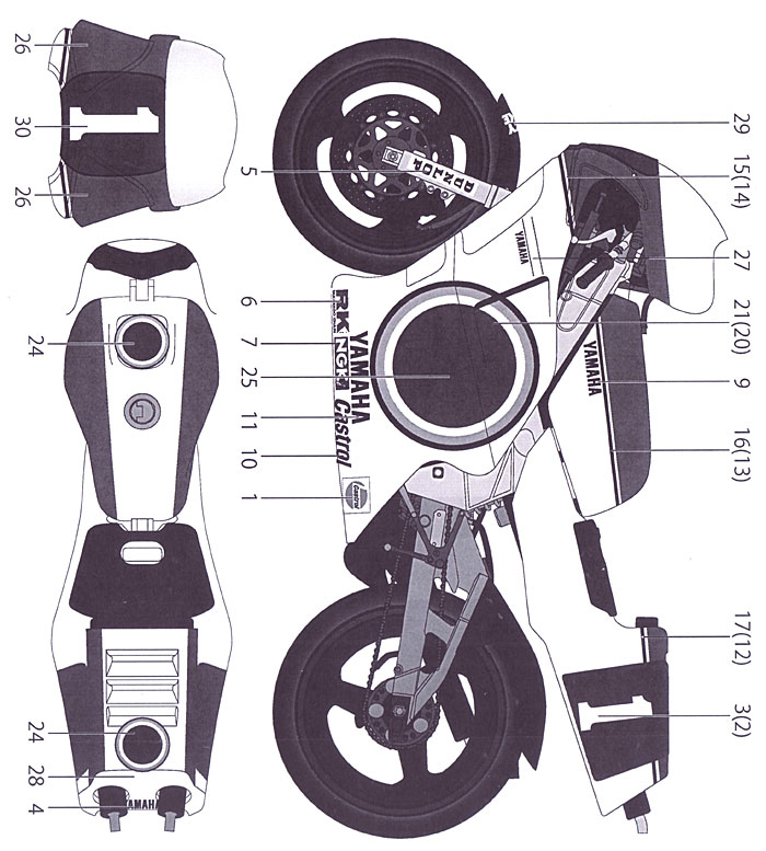 ヤマハ YZR500 #1 ALL JAPAN CHAMPIONSHIP 1988 デカール (タブデザイン 1/12 デカール No.TABU-12063) 商品画像_1