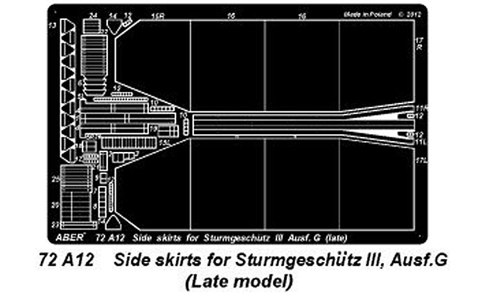 ドイツ 3号突撃砲G型 後期型用 シュルツェン エッチング (アベール 1/72 AFV用 エッチングパーツ No.72A012) 商品画像_1