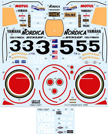 ヤマハ YZR500 #3/5 1989 デカール (タブデザイン 1/12 デカール No.TABU-12067) 商品画像