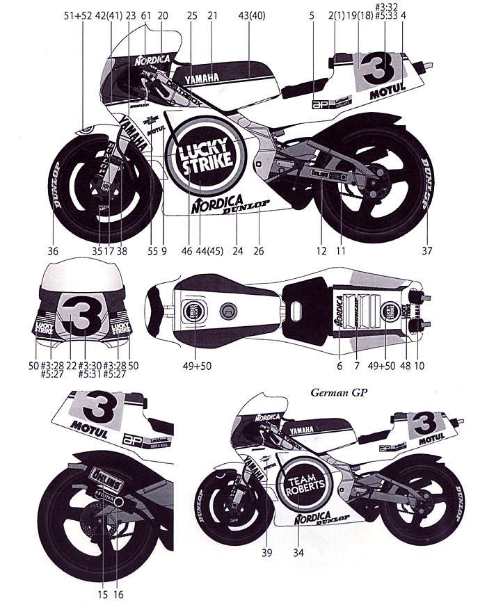 ヤマハ YZR500 #3/5 1989 デカール (タブデザイン 1/12 デカール No.TABU-12067) 商品画像_2