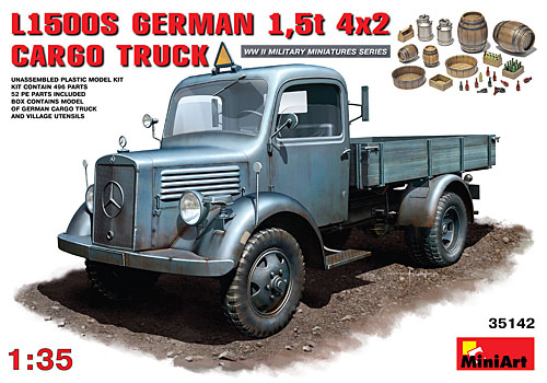 ドイツ L1500S 1.5t 4×2 カーゴトラック プラモデル (ミニアート 1/35 WW2 ミリタリーミニチュア No.35142) 商品画像