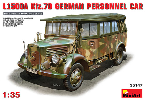 ドイツ L1500A Kfz.70 兵員輸送車 プラモデル (ミニアート 1/35 WW2 ミリタリーミニチュア No.35147) 商品画像