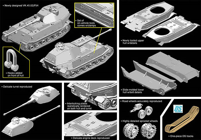 VK.45. 02(P)H 試作重戦車 プラモデル (ドラゴン 1/72 アーマー シリーズ No.7493) 商品画像_2