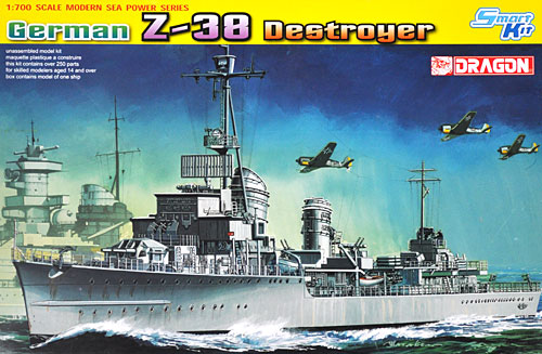 ドイツ駆逐艦 Z-38 プラモデル (ドラゴン 1/700 Modern Sea Power Series No.7134) 商品画像