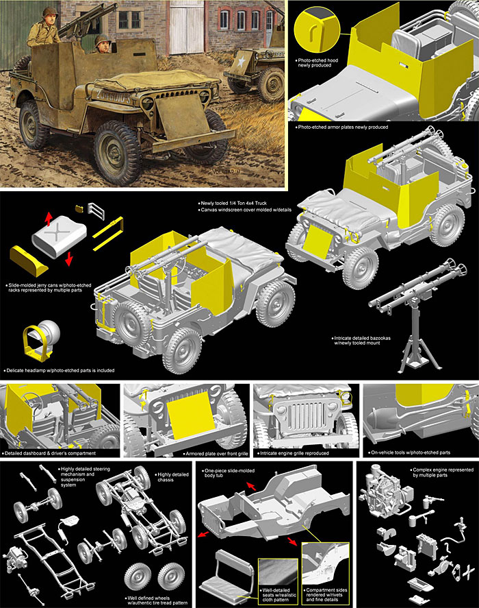 アメリカ陸軍 1/4トン 4×4 小型装甲車 w/バズーカ プラモデル (サイバーホビー 1/35 AFV シリーズ （'39～'45 シリーズ） No.6748) 商品画像_2